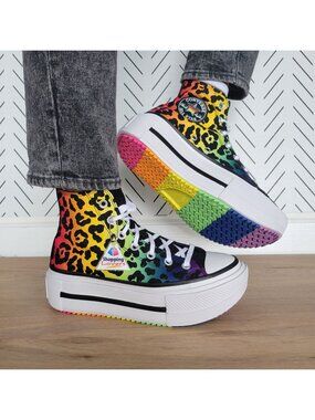 ⭐Converse Chuck Taylor All Star Platform Pride 6.5 Women's Shoes Leopard A15782C